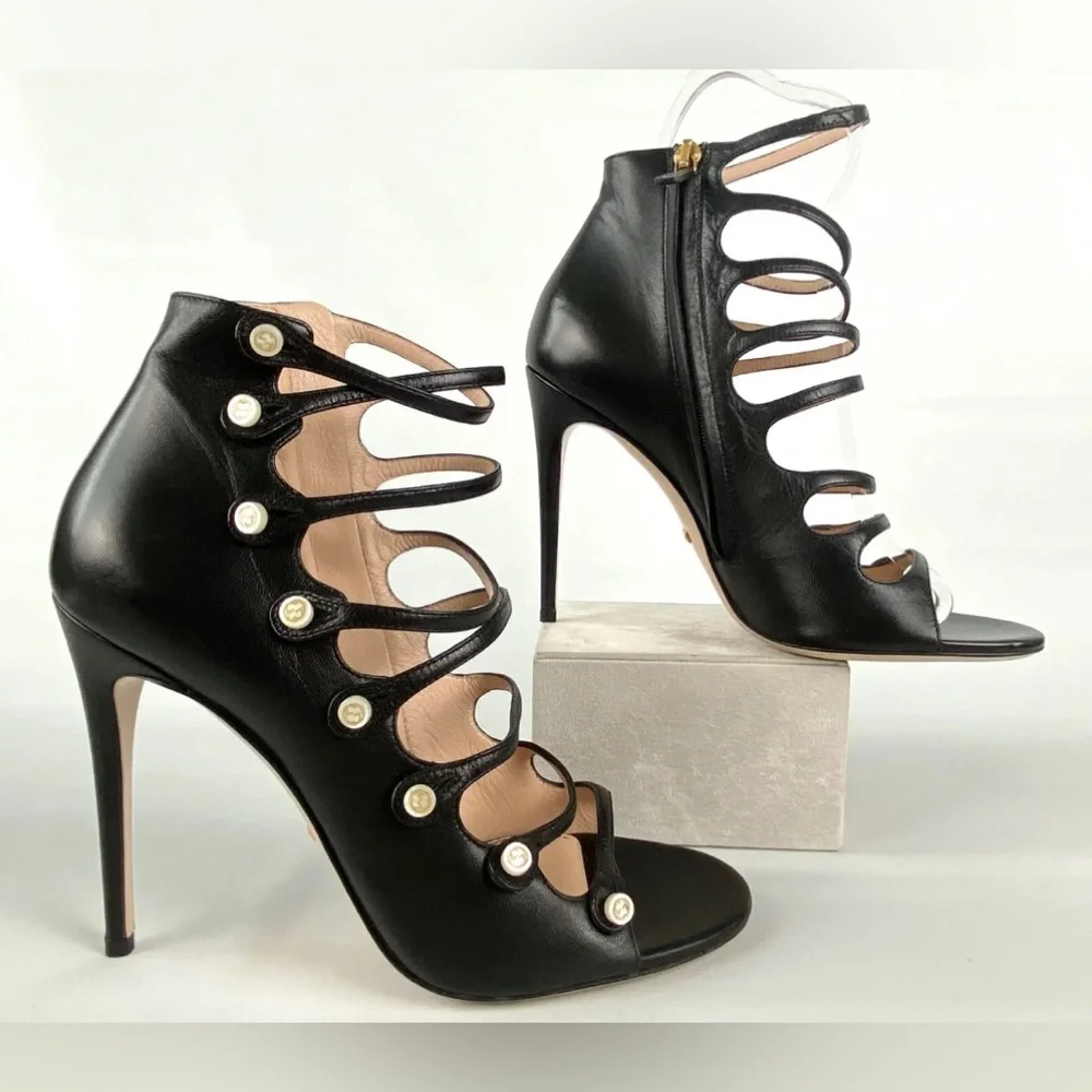 GUCCI ANETA CAGED BOOTIES w GG BUTTONS - Picture 6 of 16